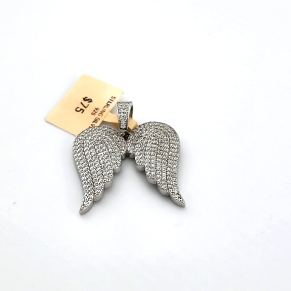 Guardian Angel Wings Pendant in 925 Sterling Silver with CZ Sparkle